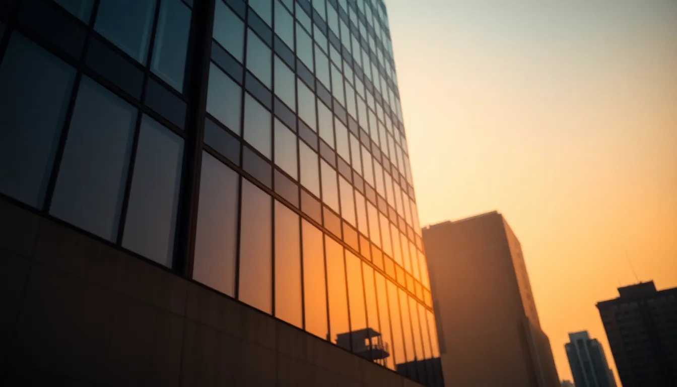 Golden Hour Reflection of a Modern Skyscraper
