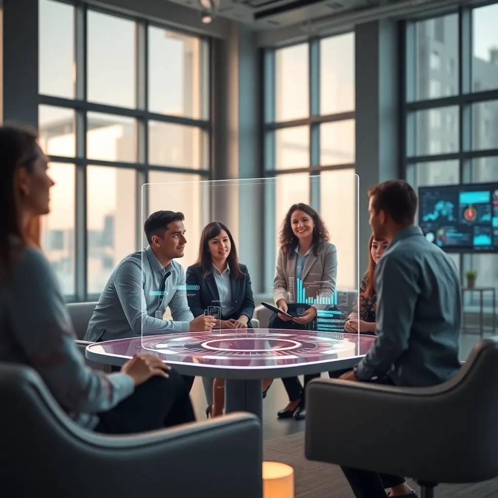 Diverse Team Collaborating with AI Technology