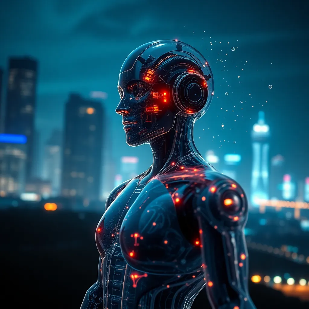 Futuristic Humanoid Robot with Exposed Components