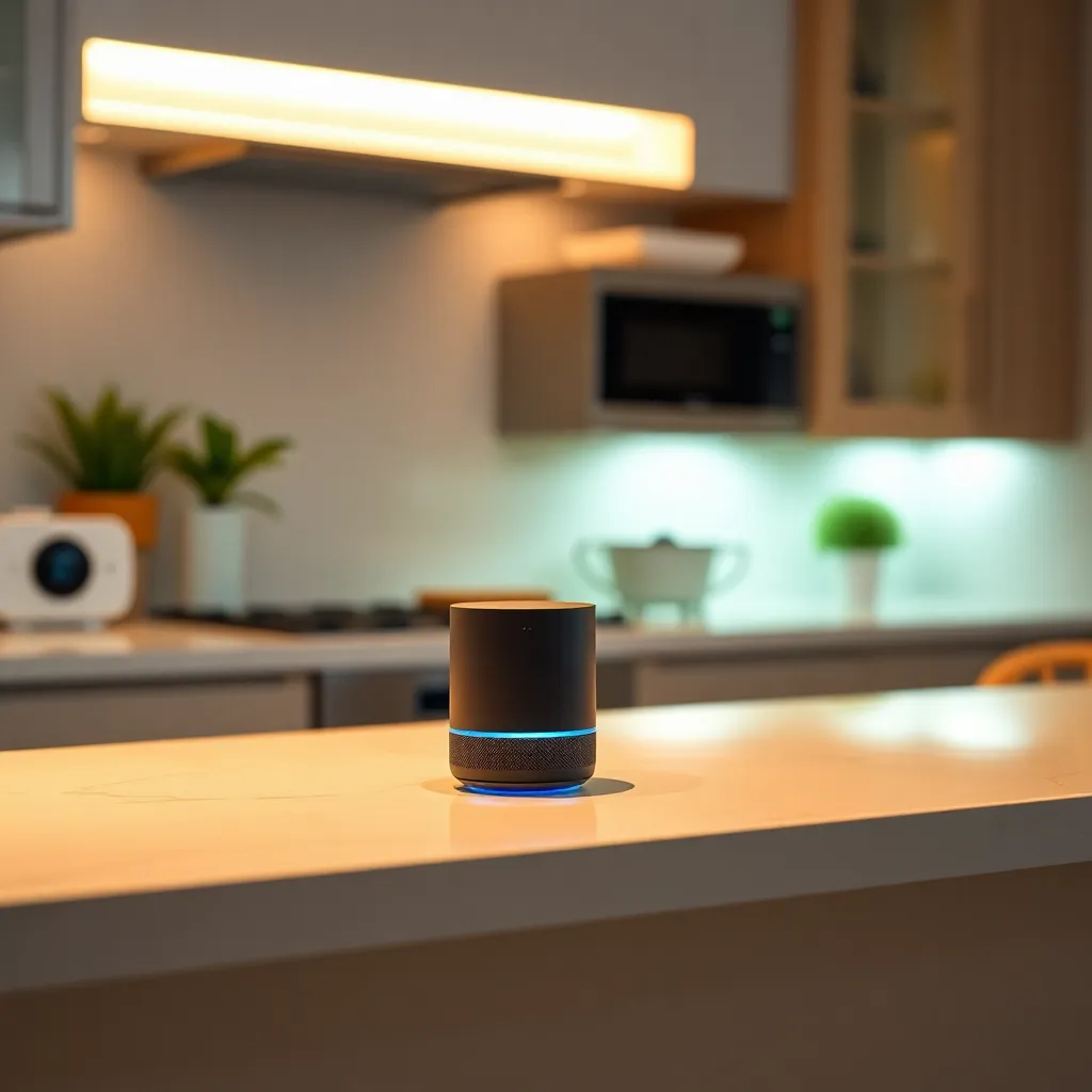 Smart Home Assistant in Modern Kitchen