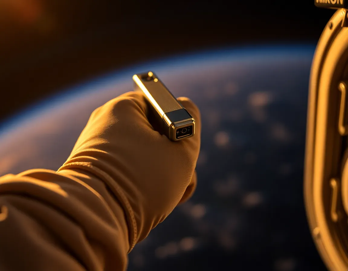 Astronaut Hand Gripping Tool in Space
