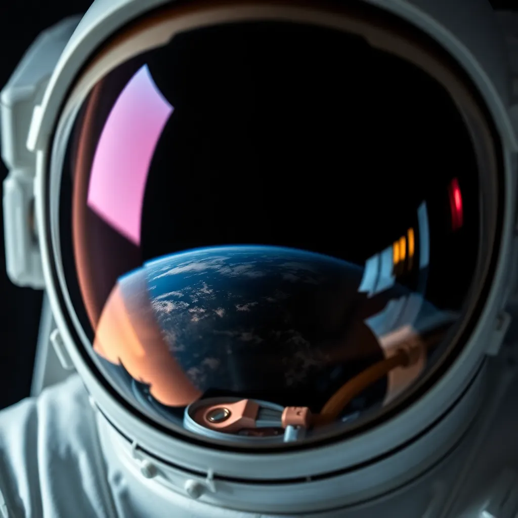 Reflection of Earth in Astronaut's Helmet