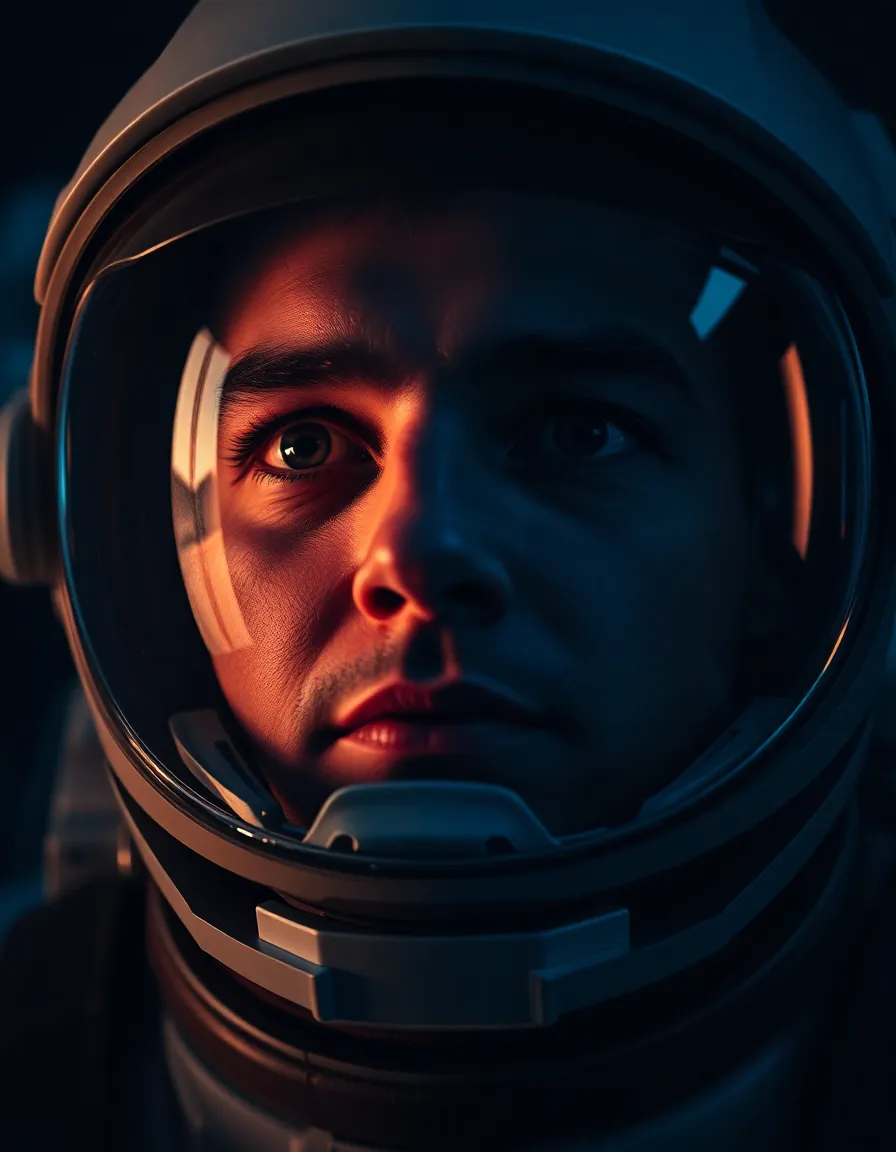 Close-Up Portrait of Astronaut in Helmet