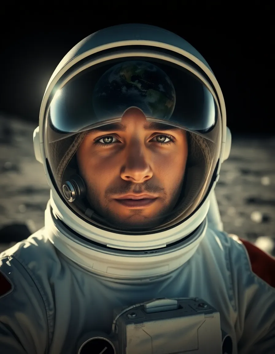 Astronaut Portrait on the Moon's Surface