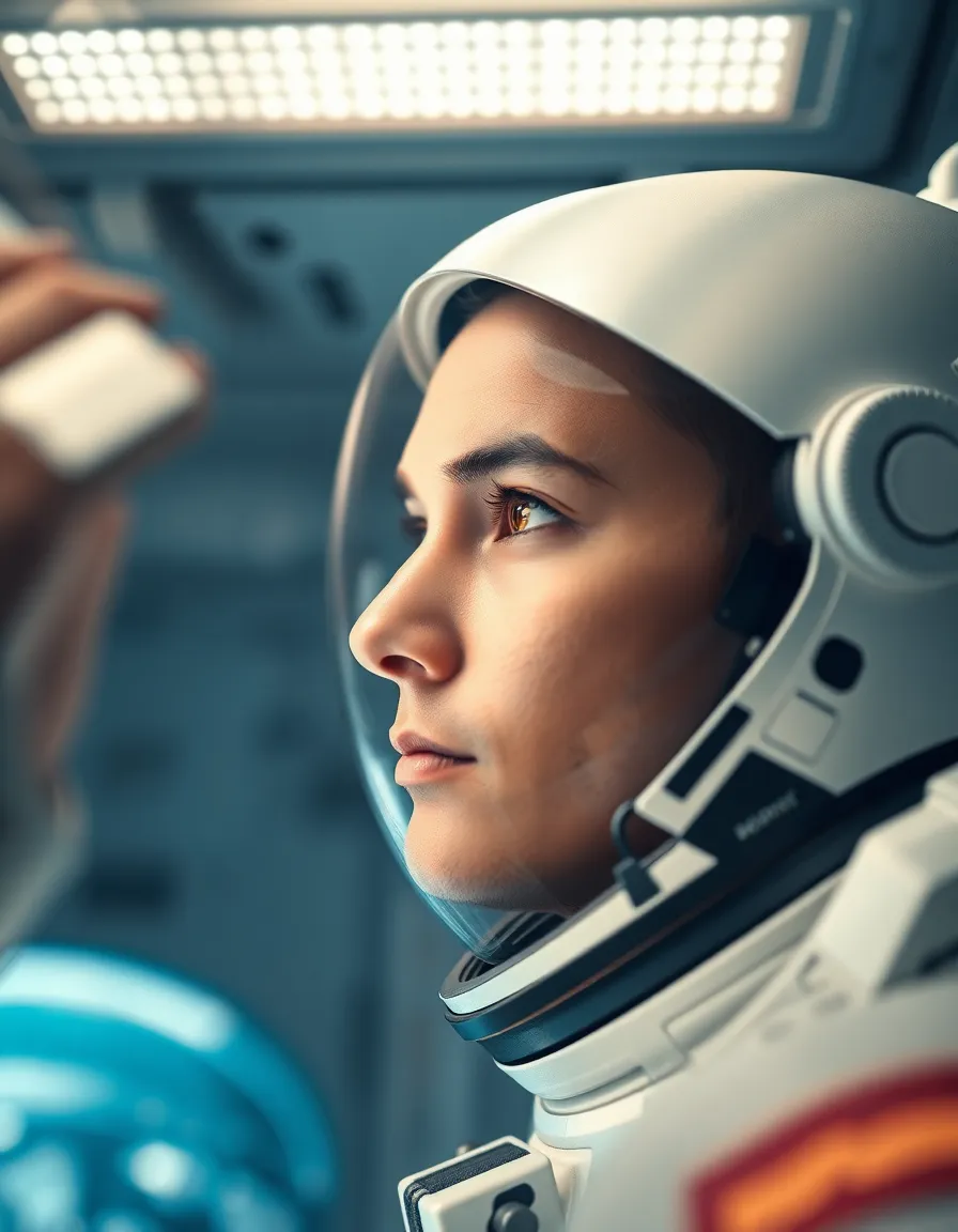 Thoughtful Astronaut Inside Space Station