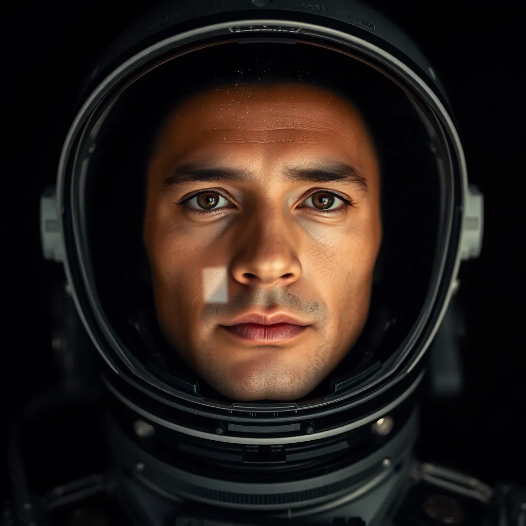 Close-Up of Astronaut with Star Reflection