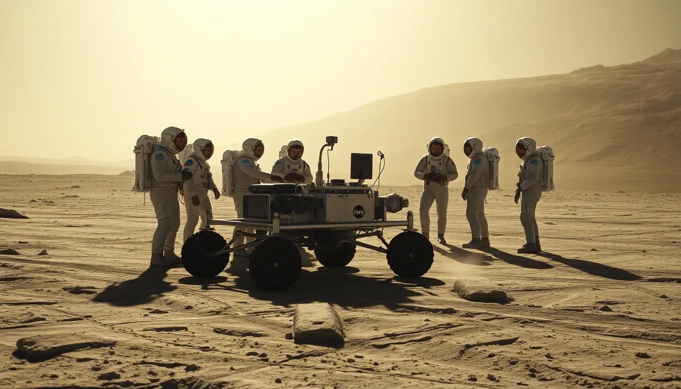 Astronaut Crew on the Lunar Surface with Rover