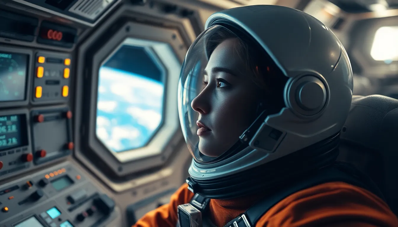 Astronaut Gazing at Earth from Spacecraft