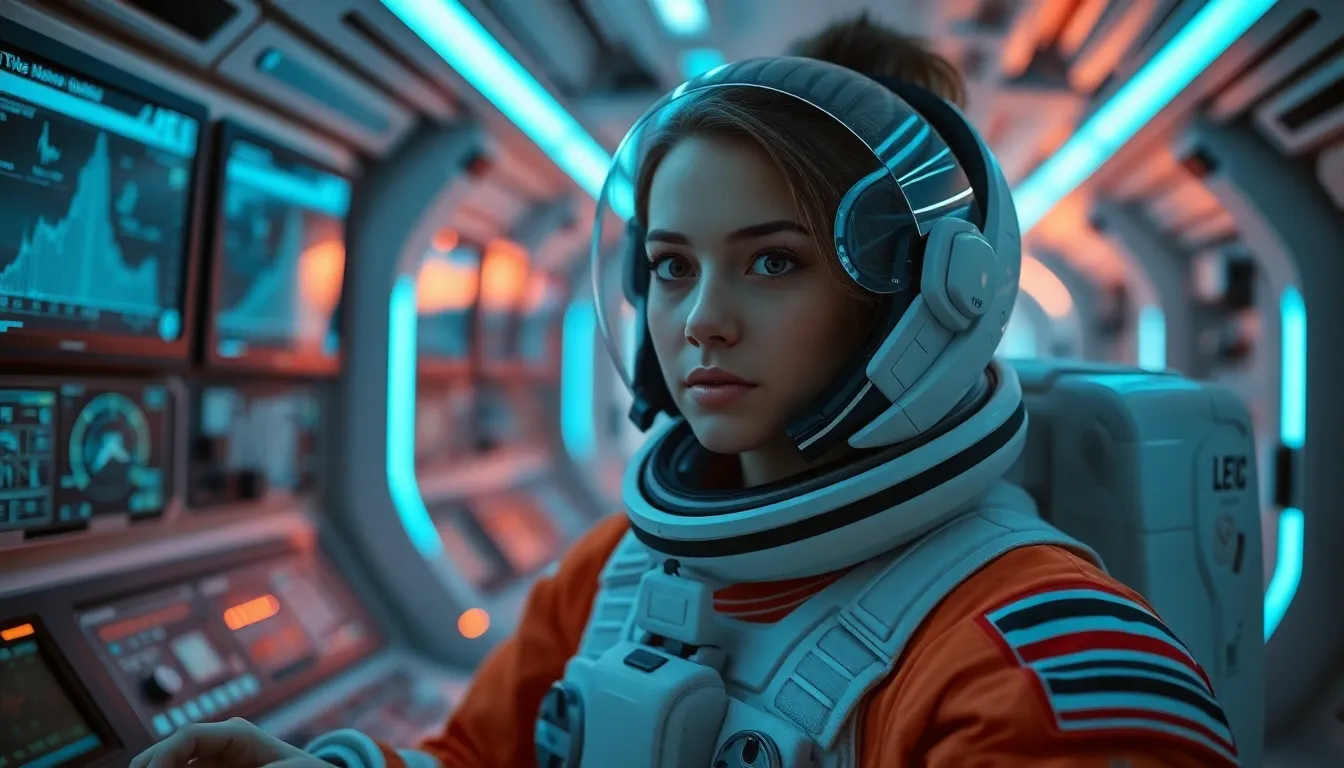 Female Astronaut Preparing for Space Mission