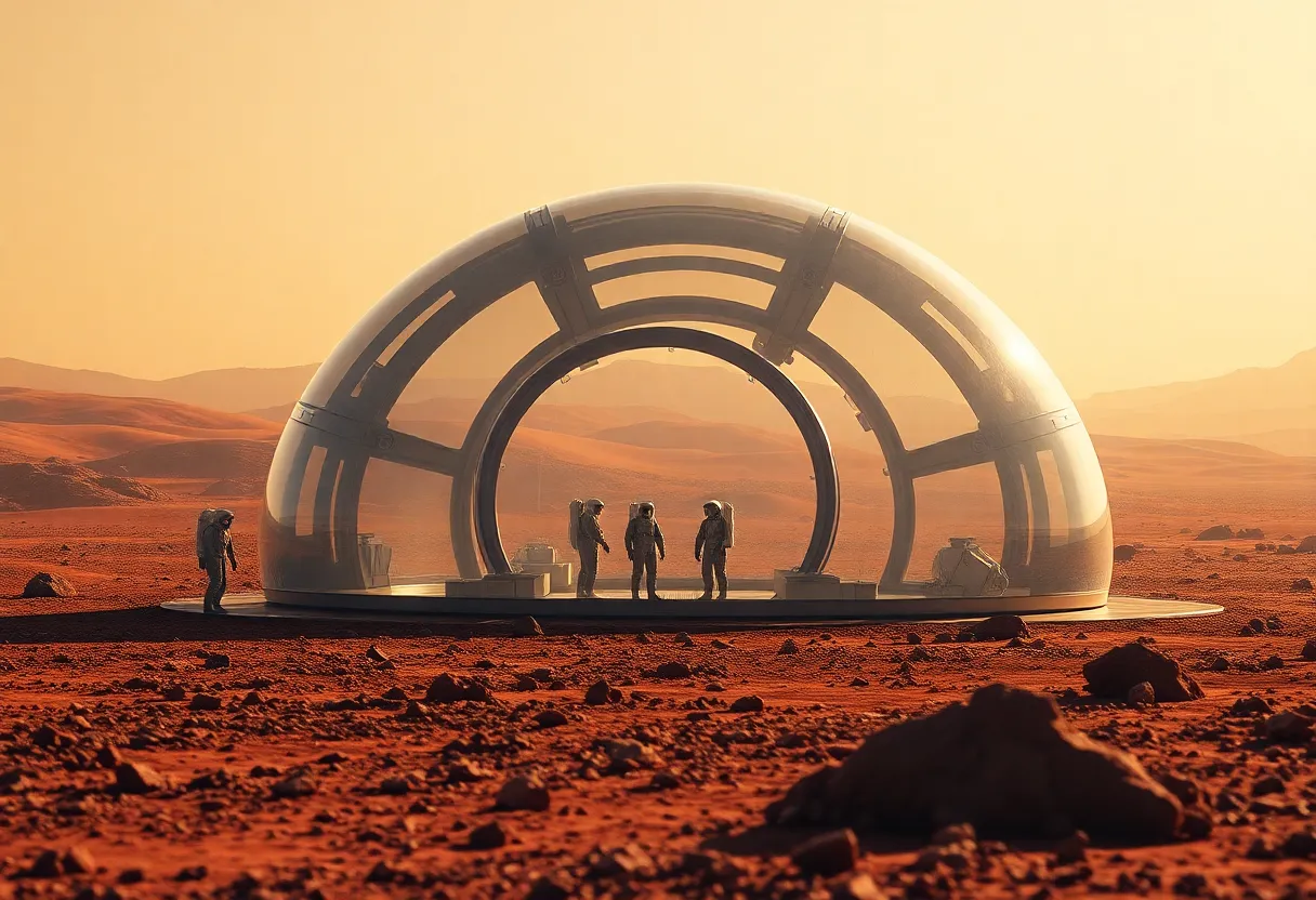 Futuristic Astronaut Habitat on Mars