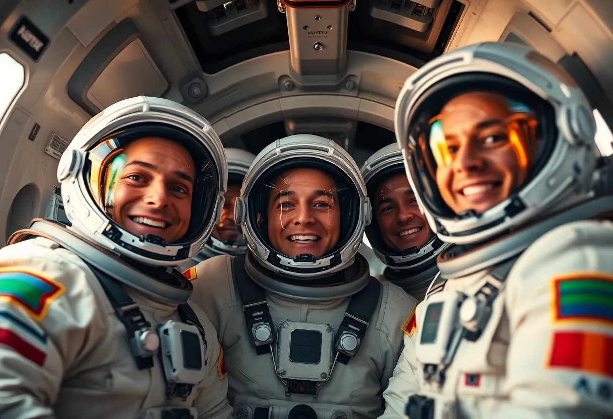 Celebration Inside Spacecraft After Mission