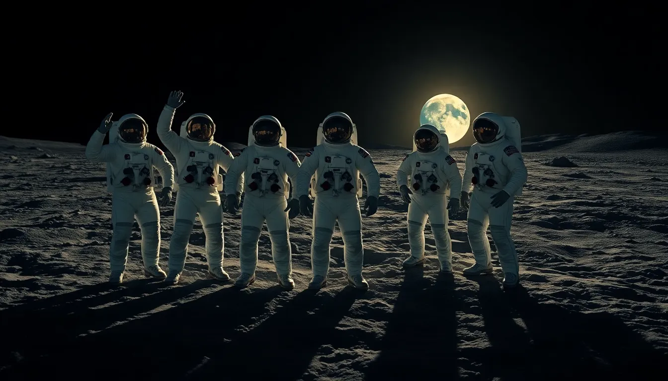 Astronauts Celebrating on the Moon