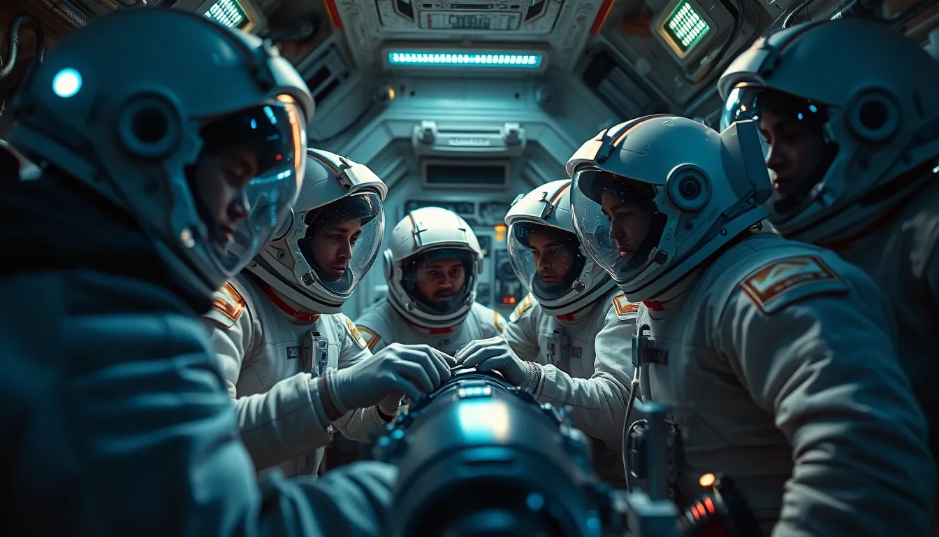 Astronauts Collaborating on Space Project