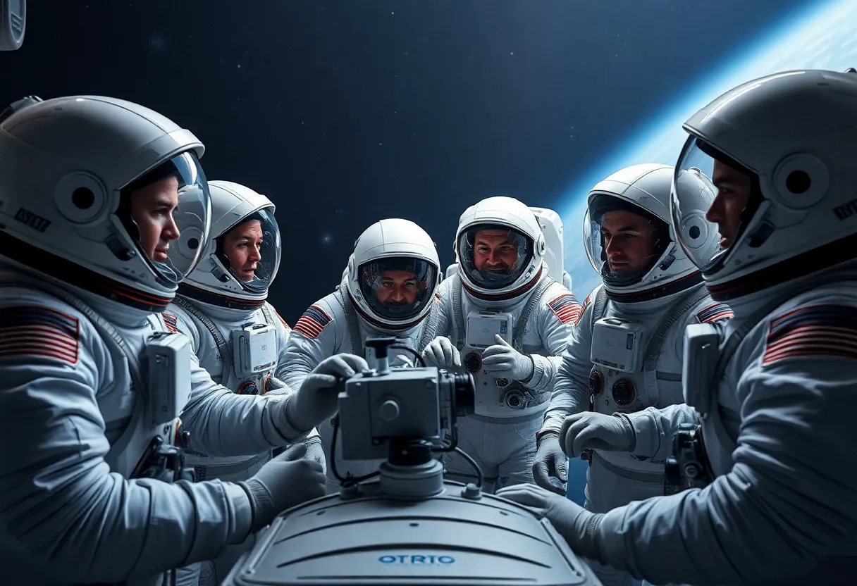 Astronauts Collaborating on Scientific Experiment