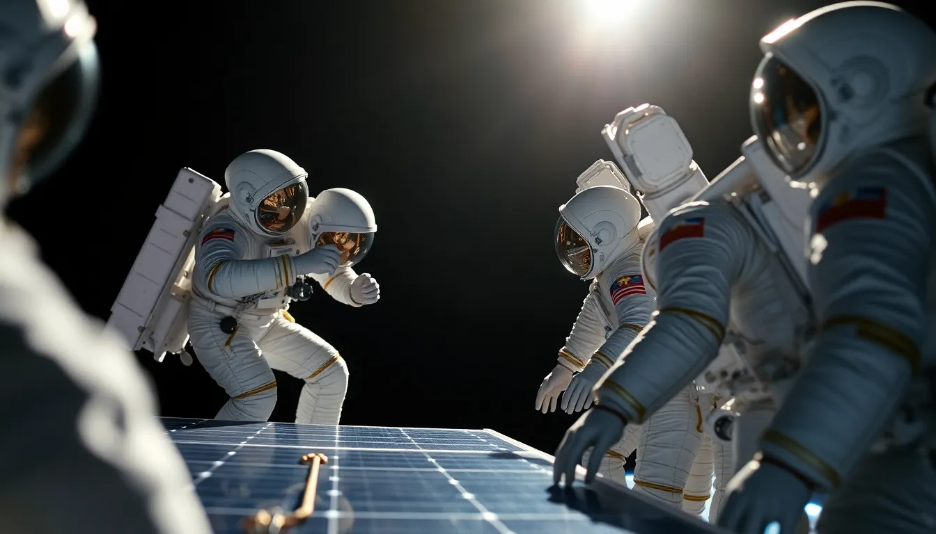 Astronauts Conducting a Spacewalk