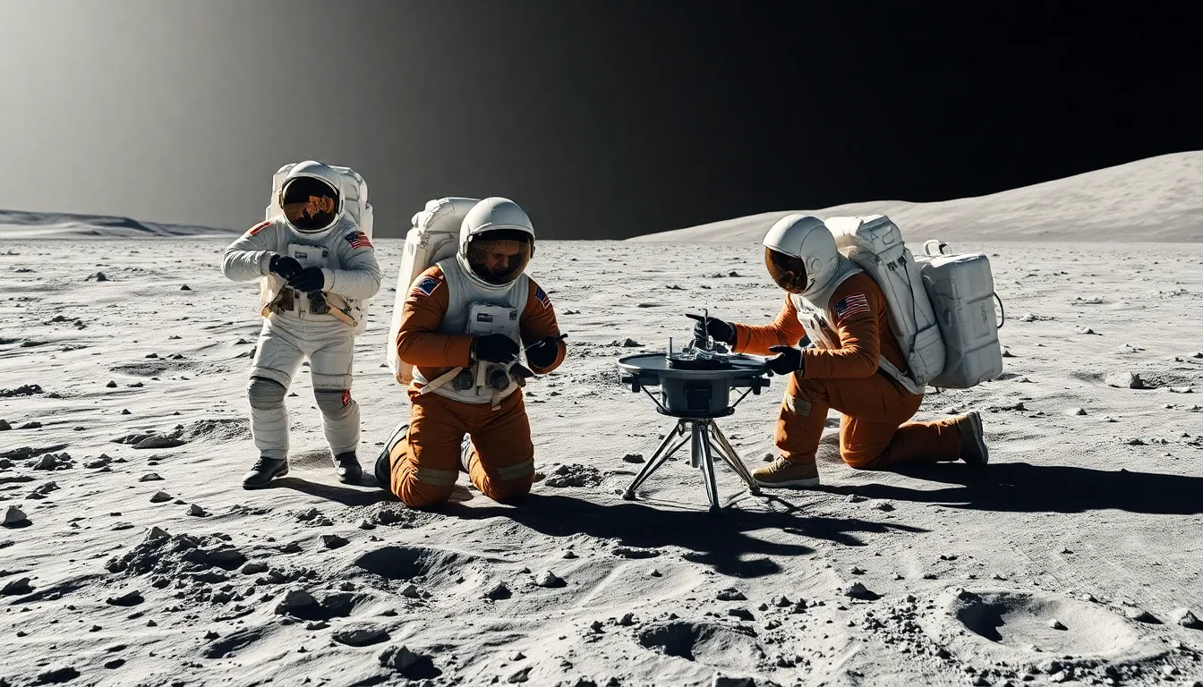 Astronauts Collaborating on the Moon