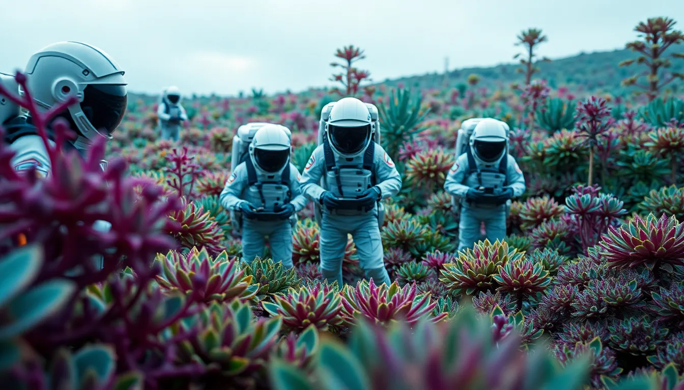 Astronauts Exploring Alien Flora