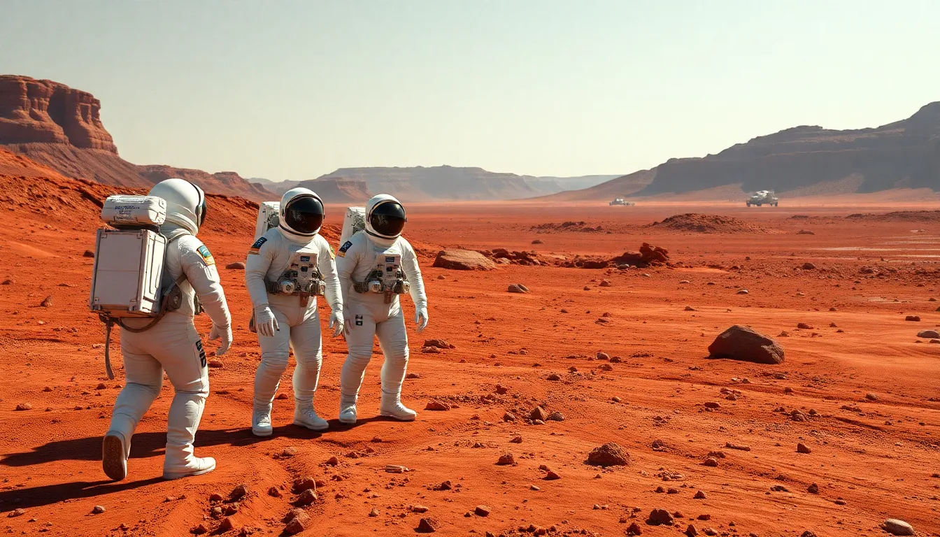 Astronauts Exploring Mars Surface