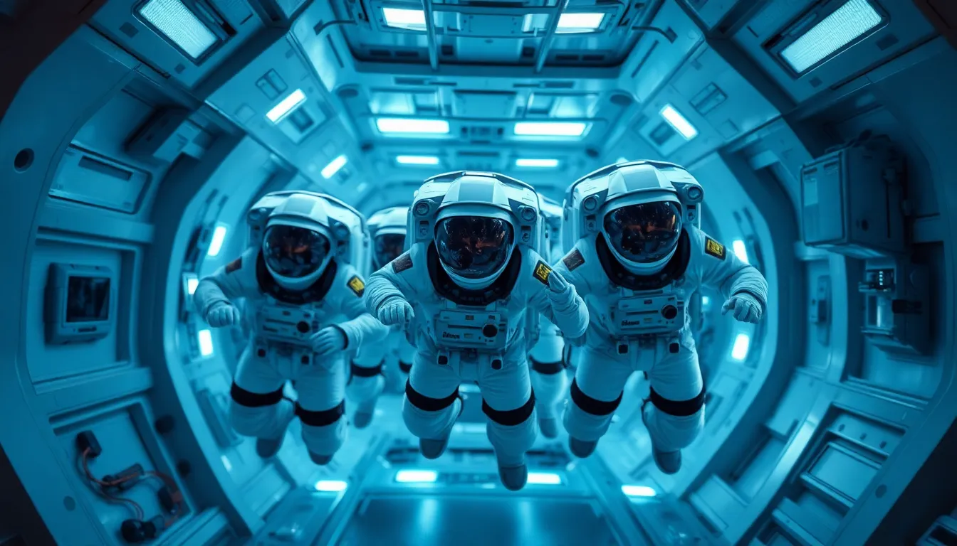 Astronauts Inside a Futuristic Spacecraft