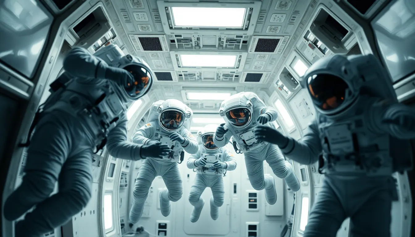 Astronauts in Zero Gravity Lab