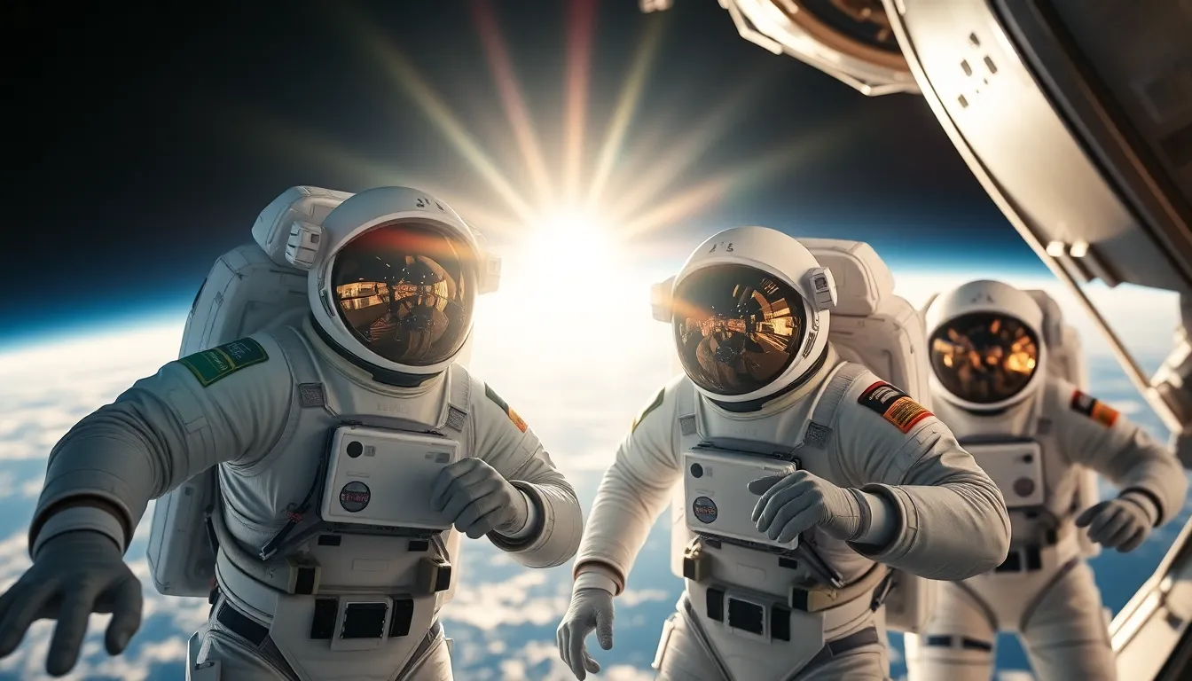 Astronaut Team During Spacewalk