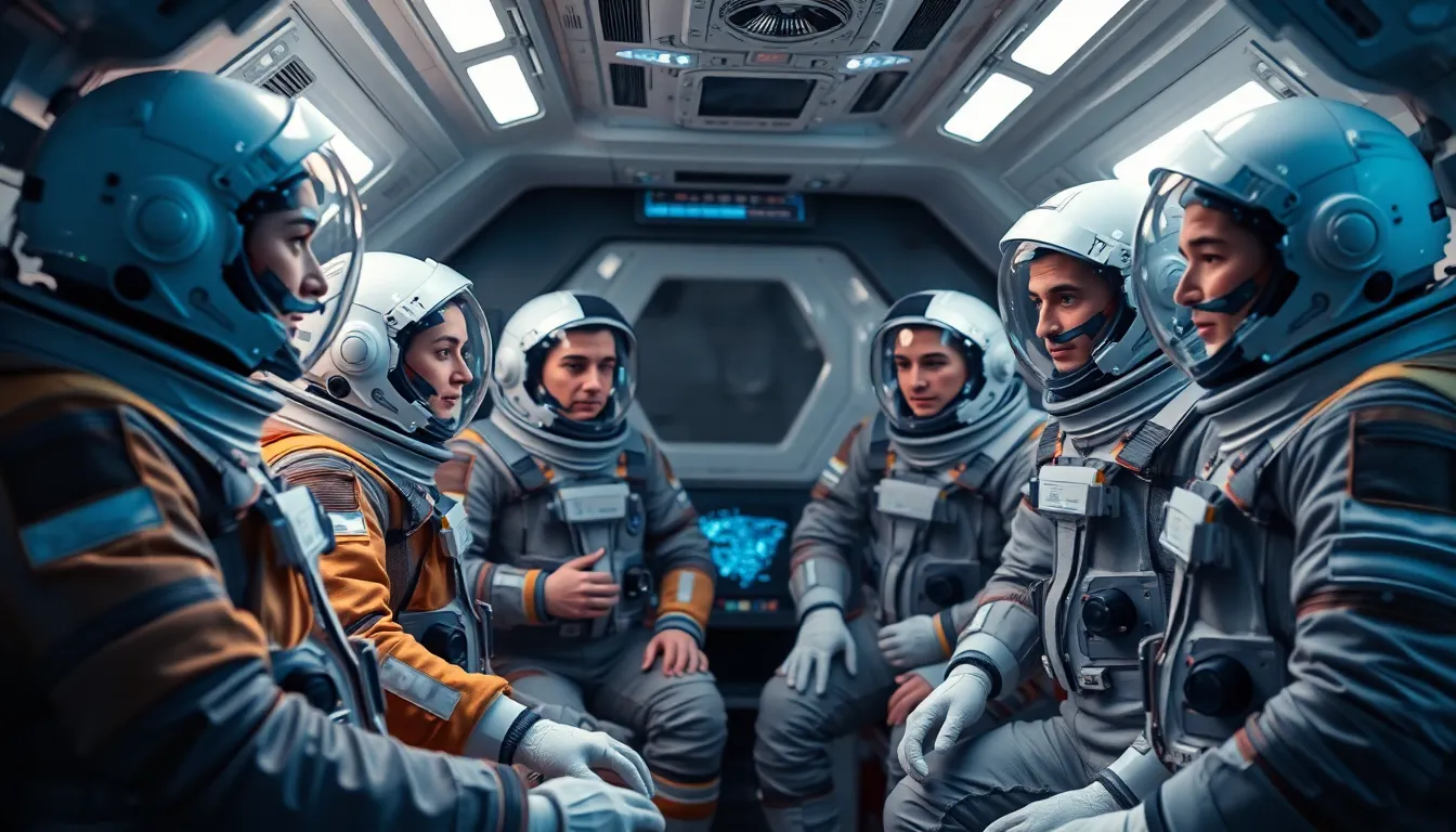 Astronauts Researching in Spacecraft