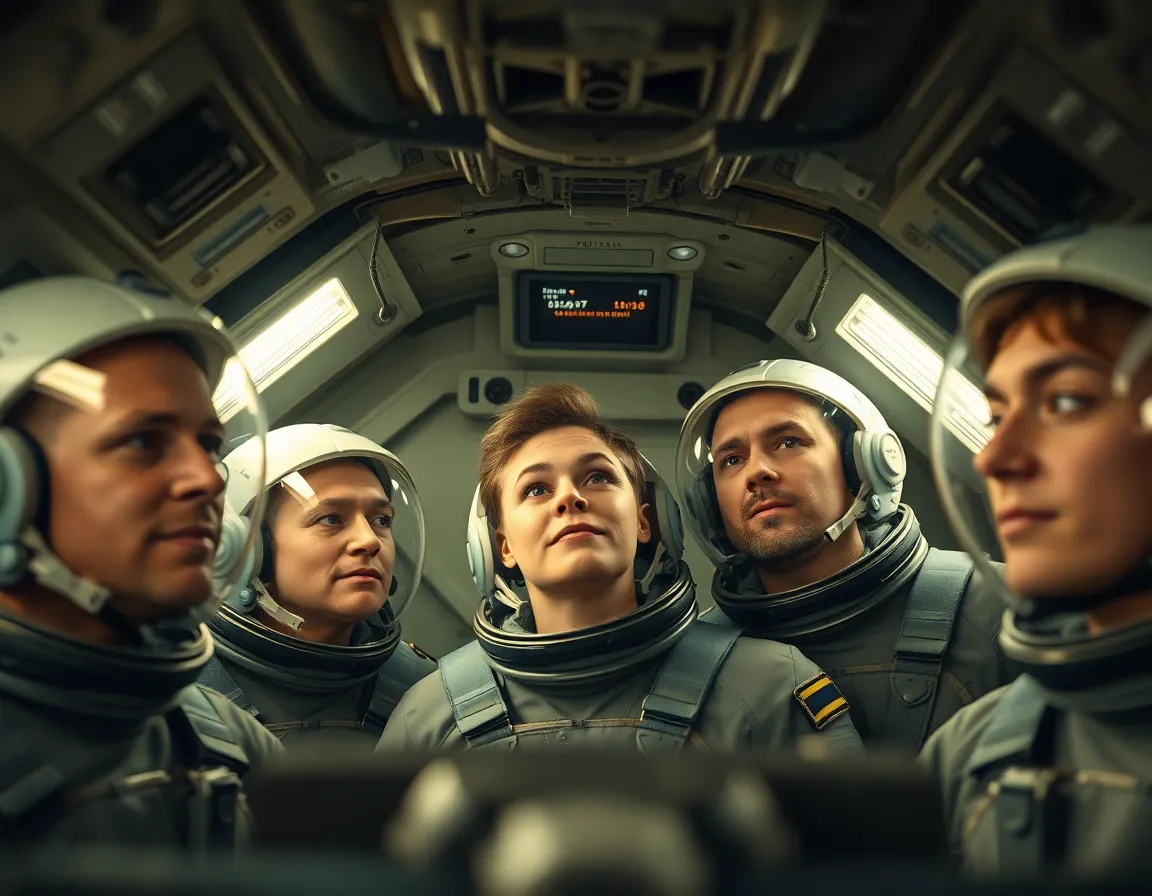 Astronauts Preparing for Launch in Capsule