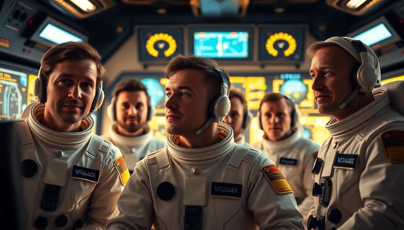 Astronauts in Spacecraft Control Room