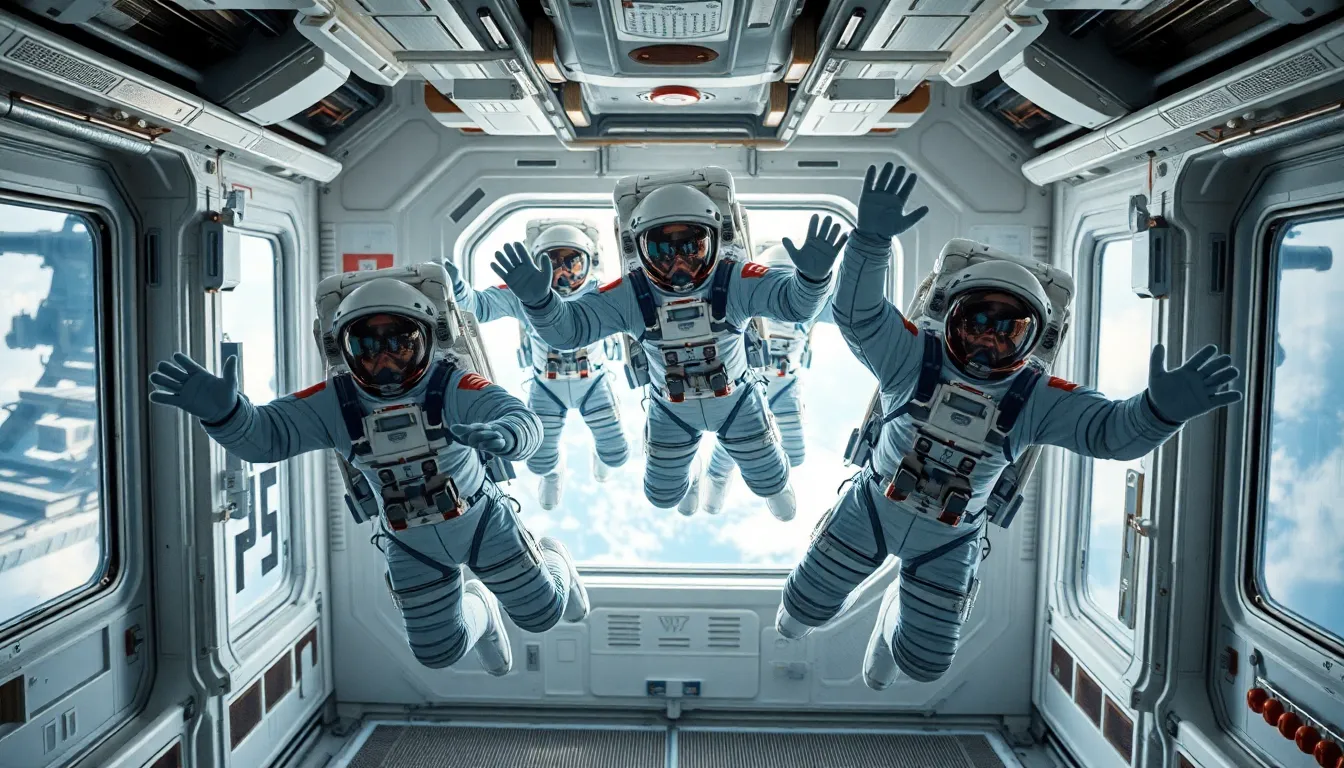 Astronauts in Synchronized Exercise Routine in Space