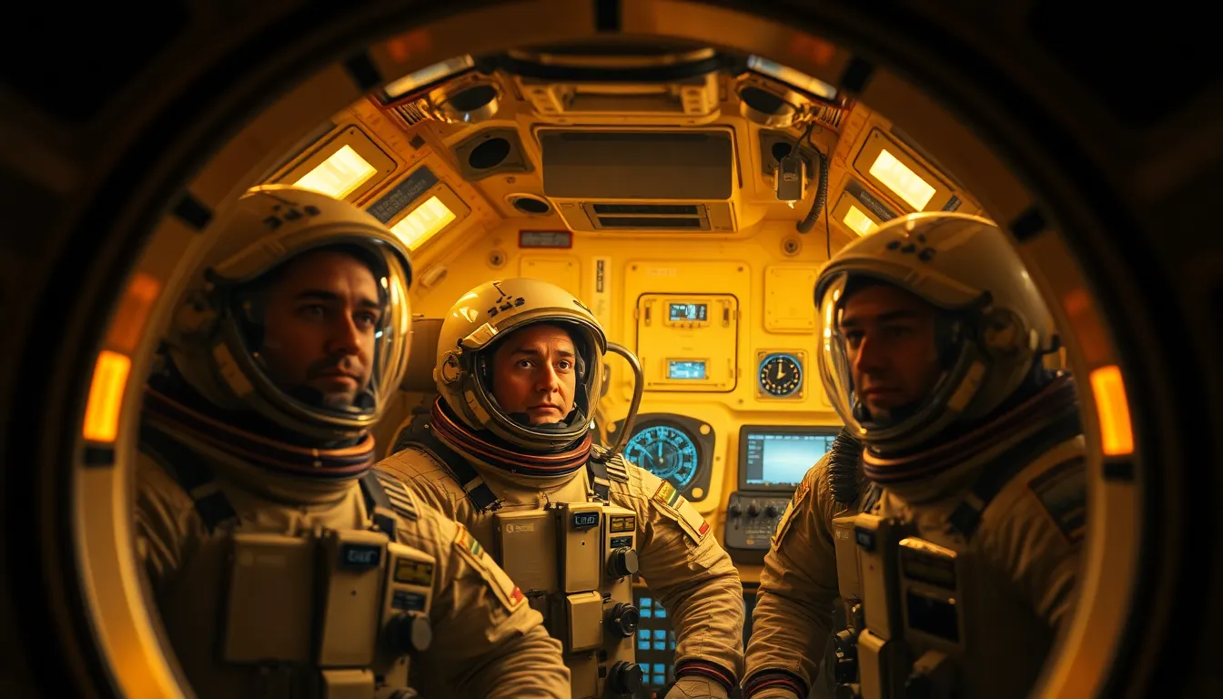 Astronauts Preparing for Launch Inside Spacecraft