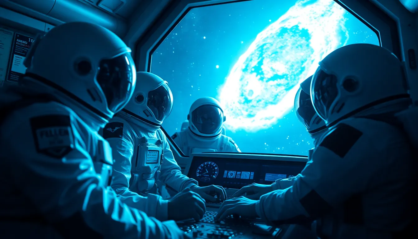 Astronauts Studying a Comet