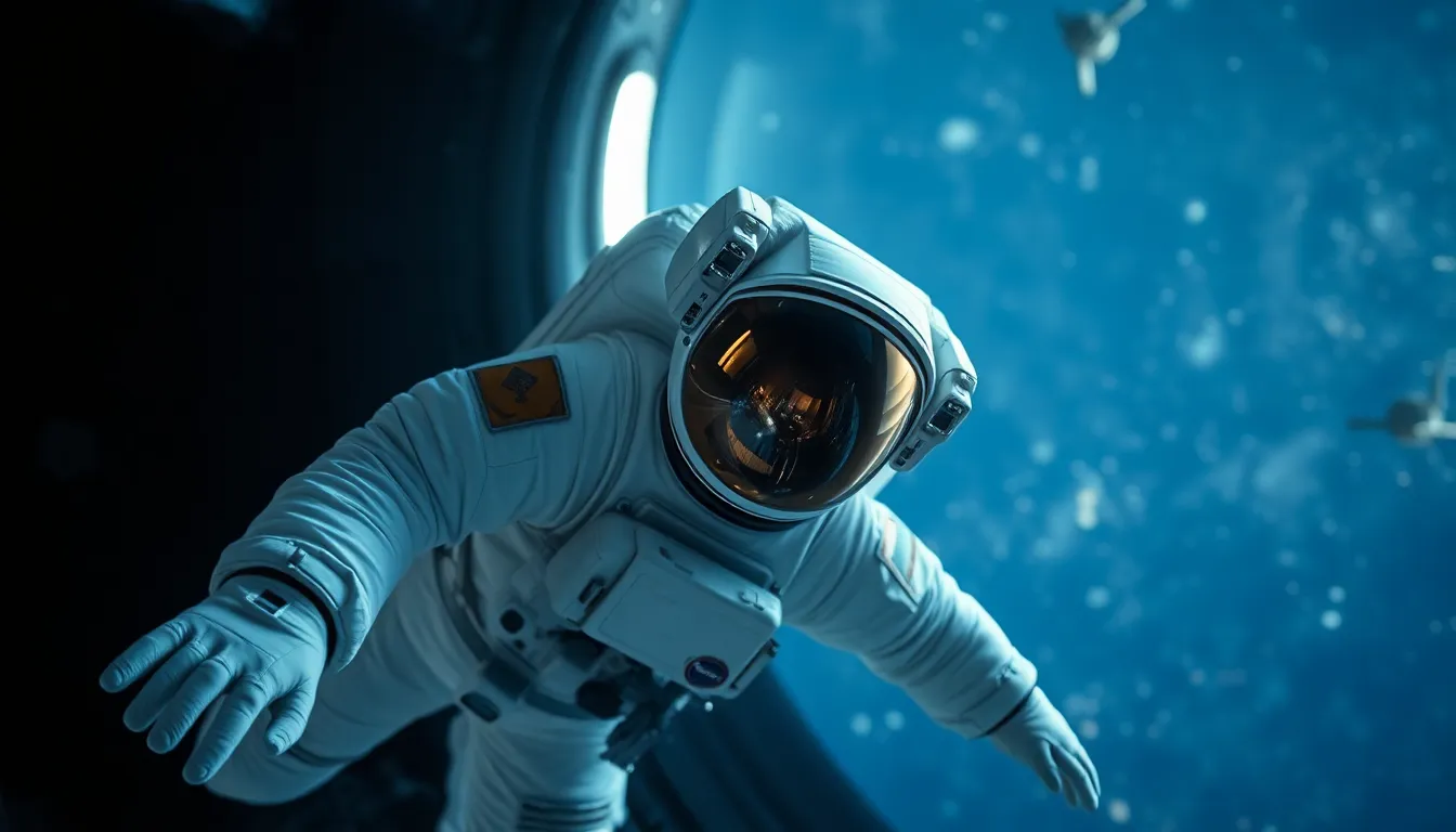 Astronaut in Zero Gravity Space Environment