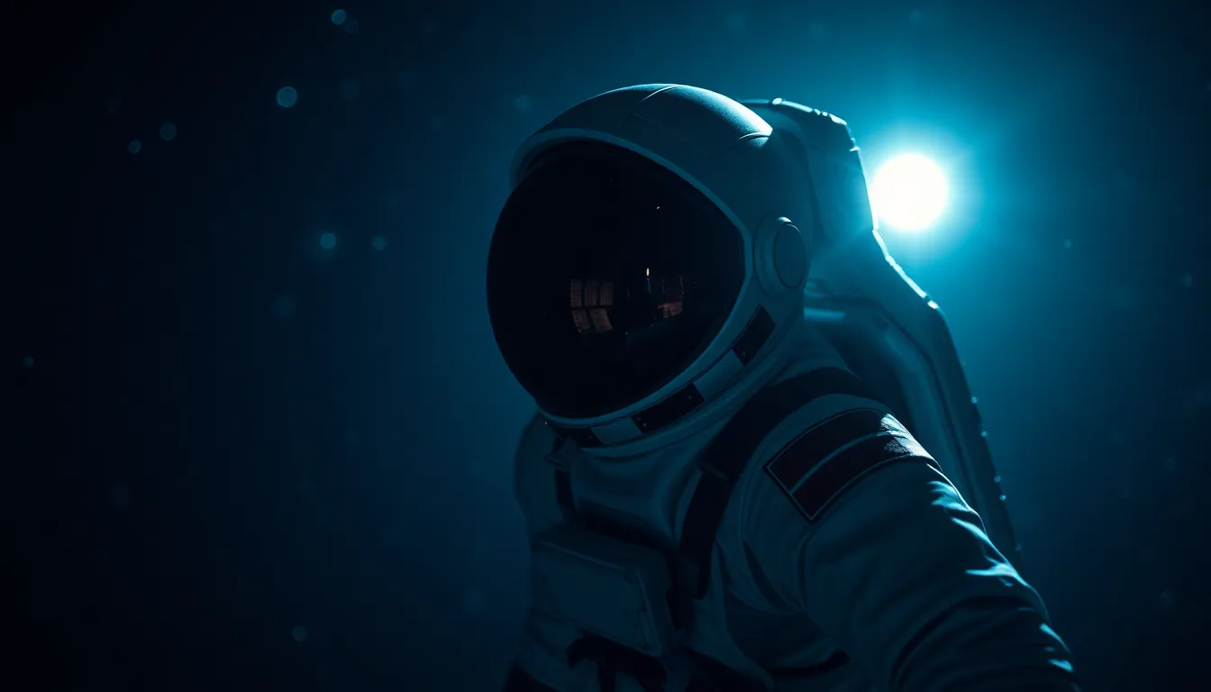 Astronaut Floating in Space with Stars