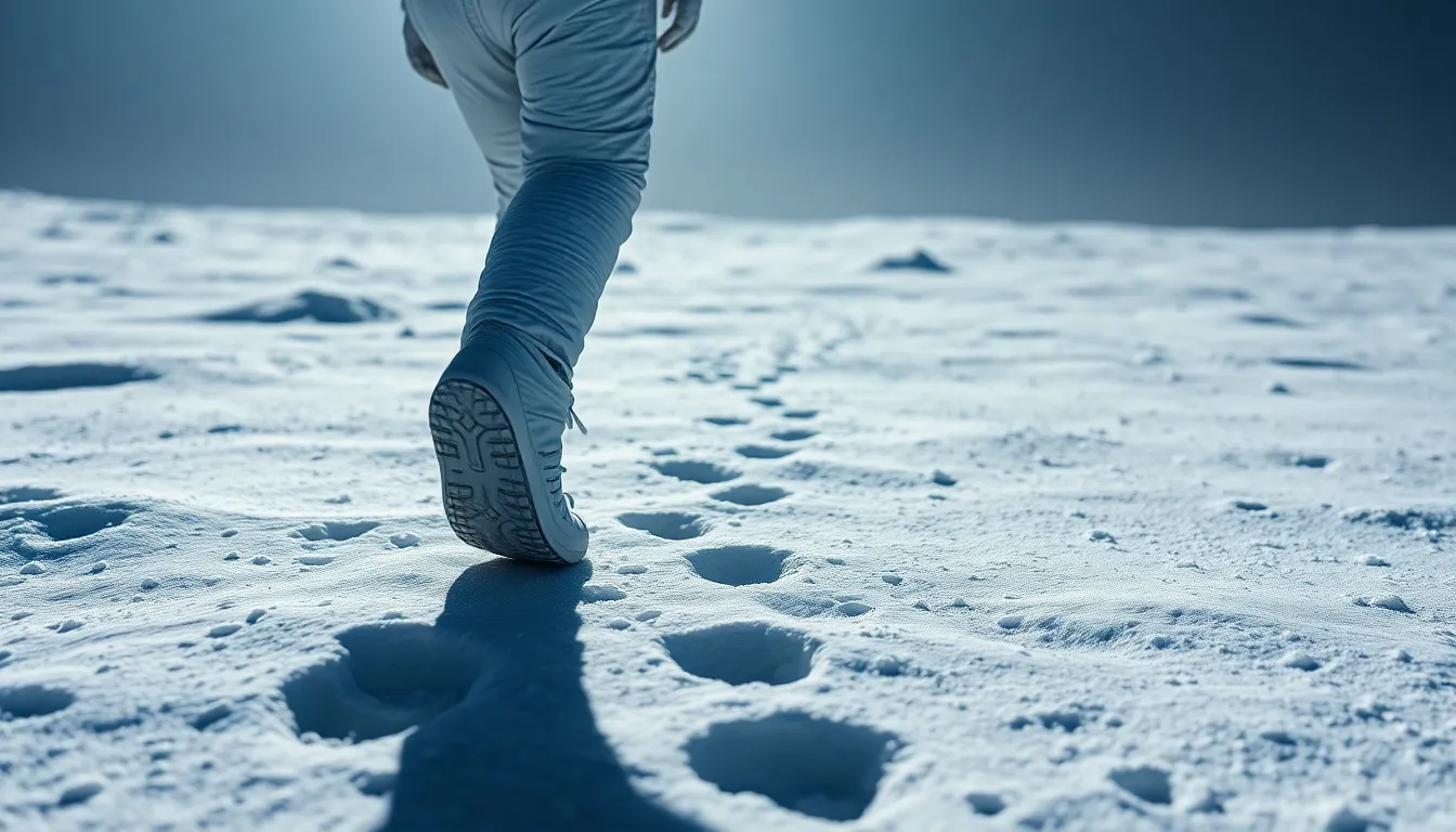 Astronaut's Footprints on Lunar Landscape