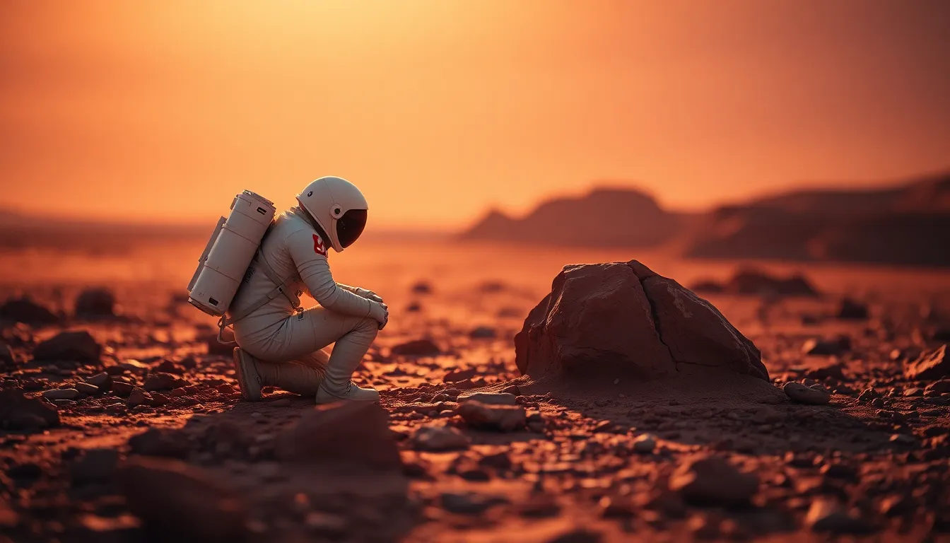 Astronaut Exploring the Martian Landscape