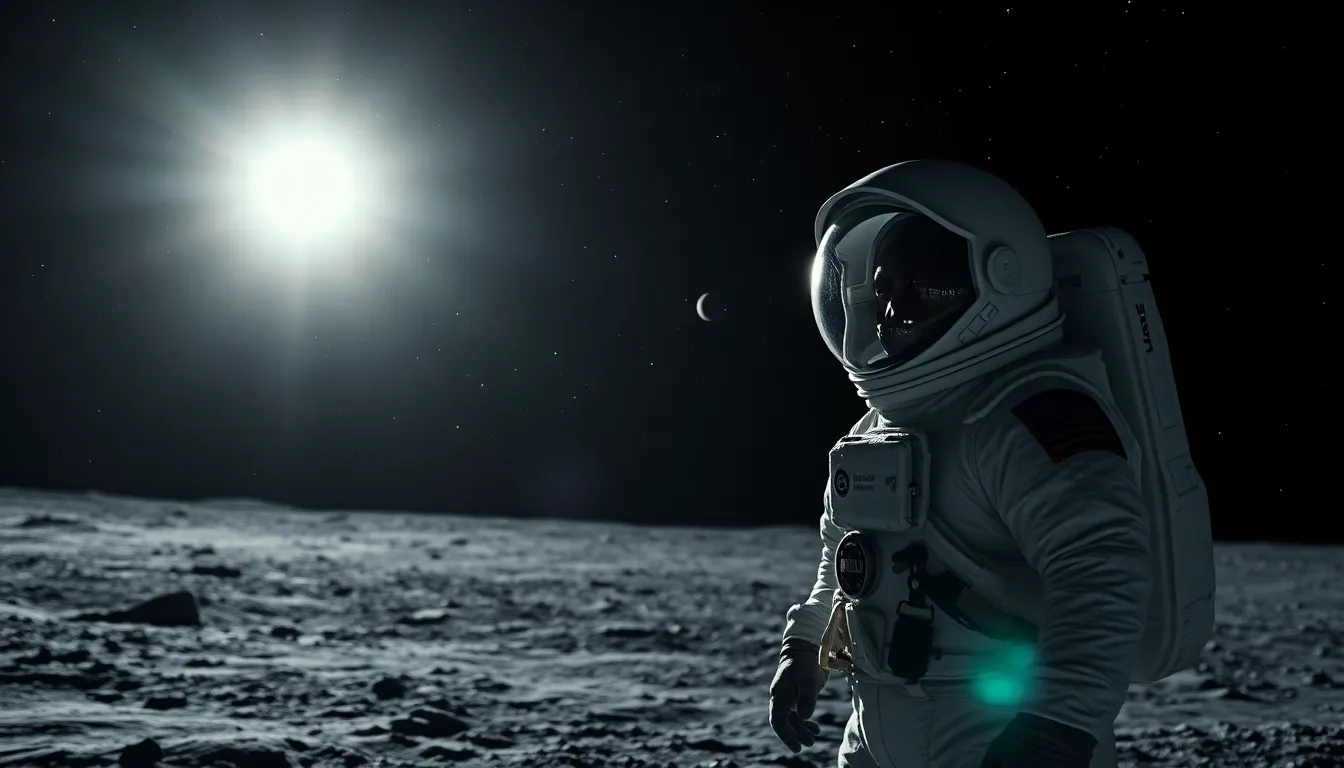 Astronaut on the Moon Under Starry Sky