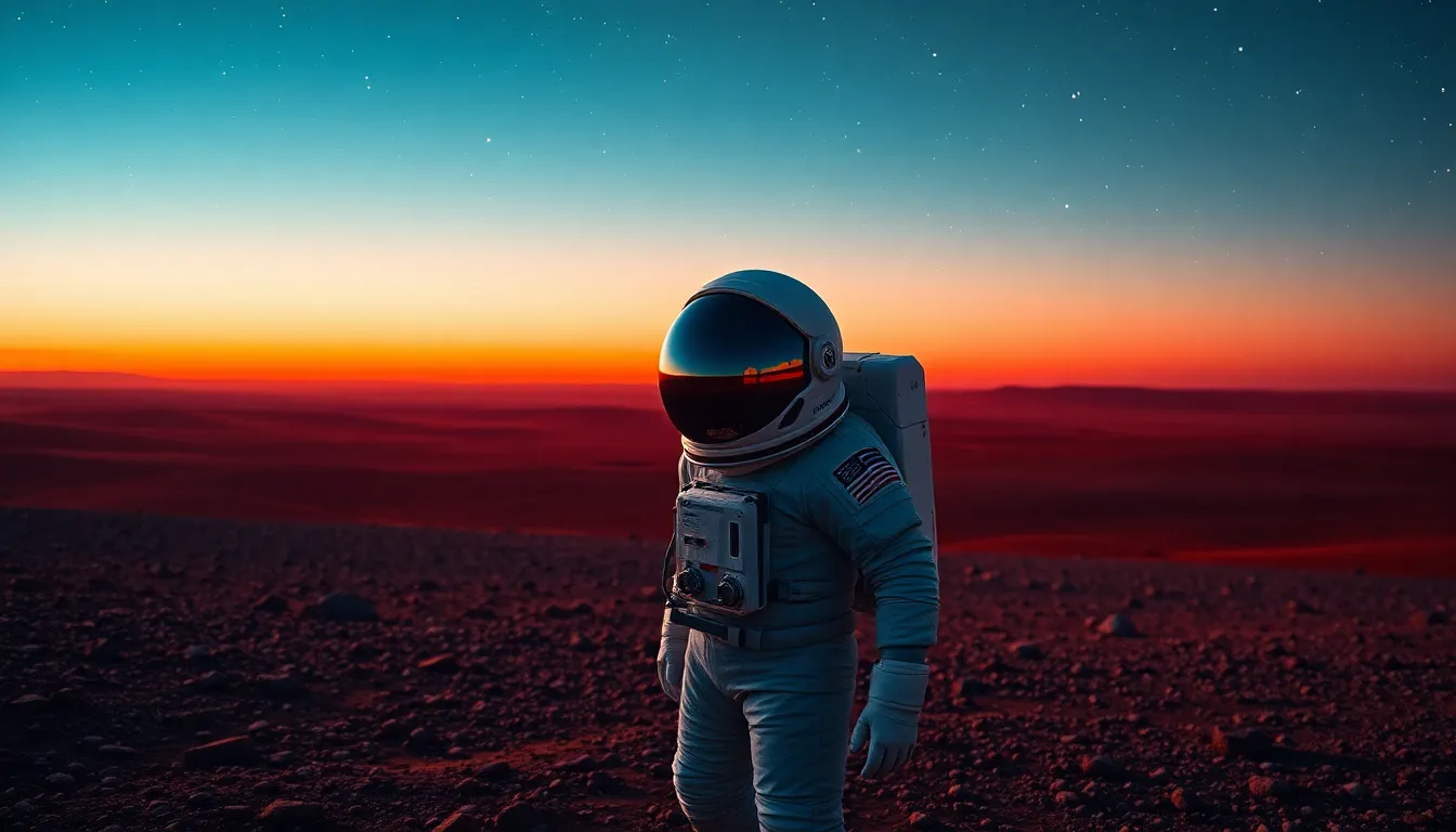 Astronaut Gazing at Martian Horizon