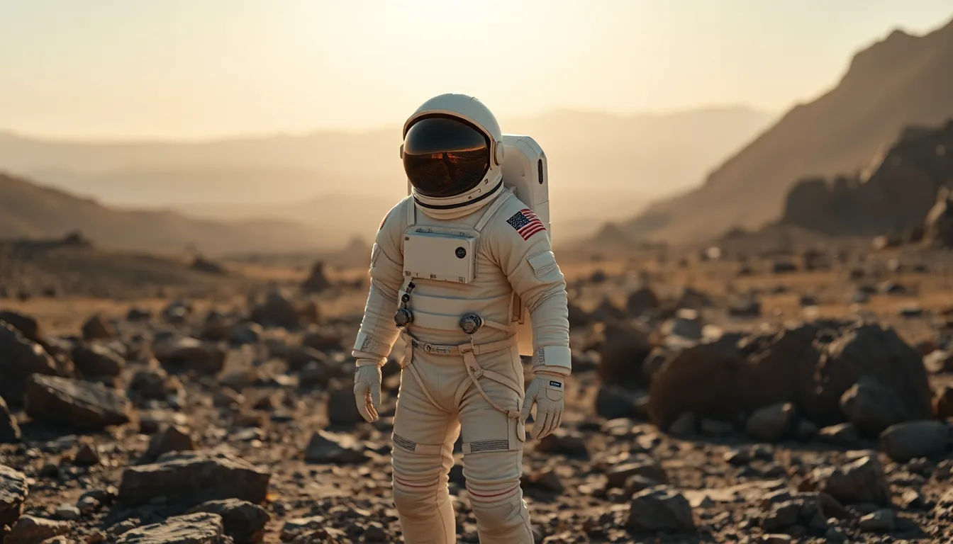 Astronaut on Alien Planet Landscape