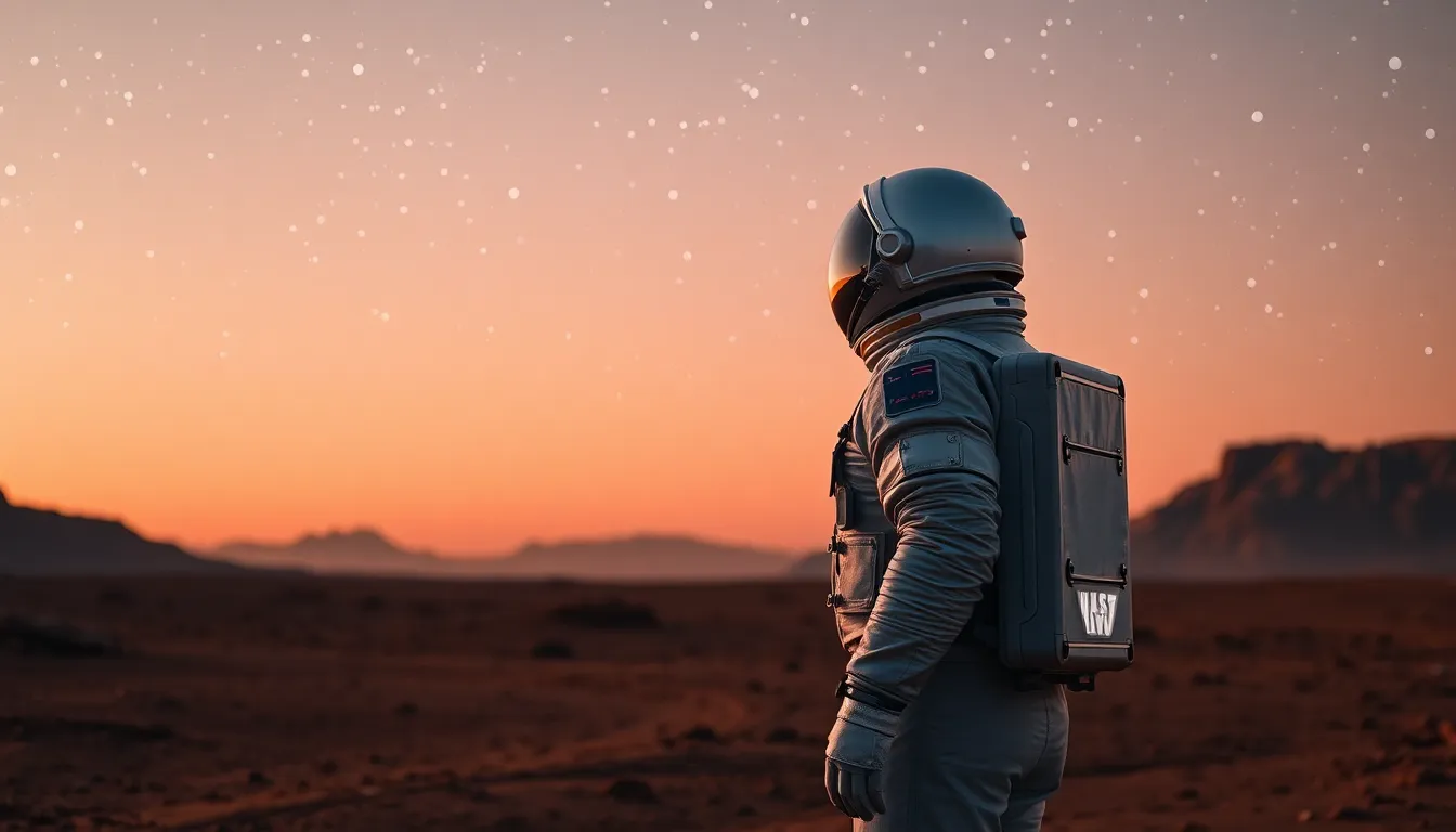 Astronaut Gazing at Mars Horizon