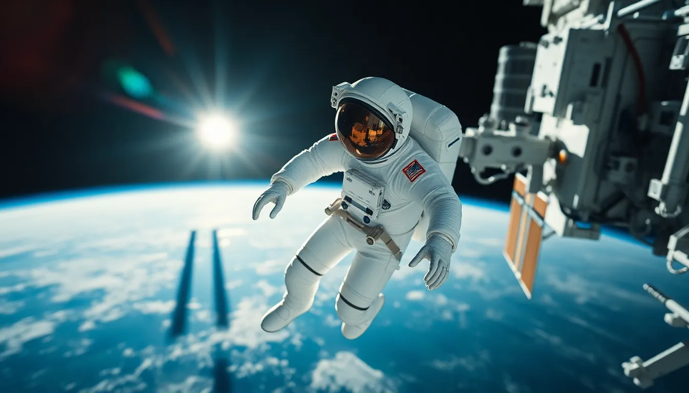 Astronaut Spacewalk Outside ISS