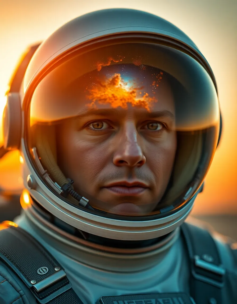 Astronaut Portrait with Nebula Reflection