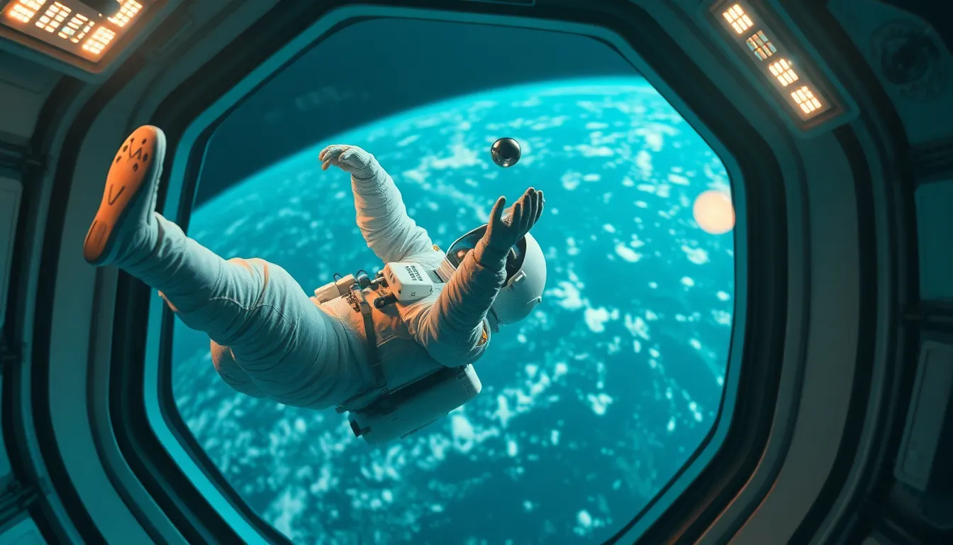 Astronaut in Microgravity Near Space