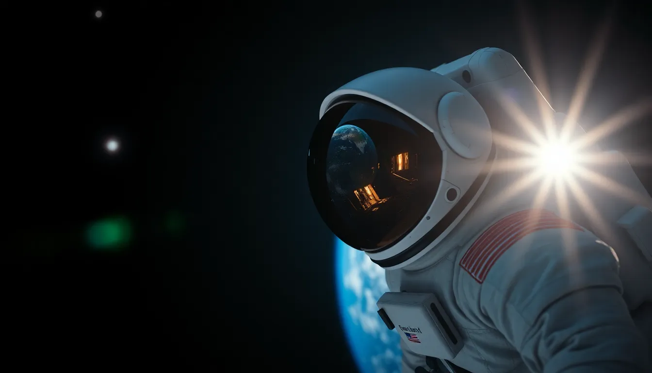 Astronaut Reflecting on Earth in Space