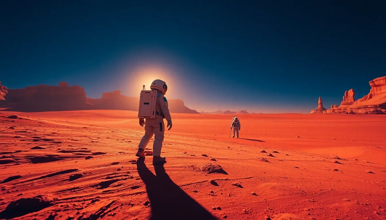 Astronaut Gazing at Martian Horizon