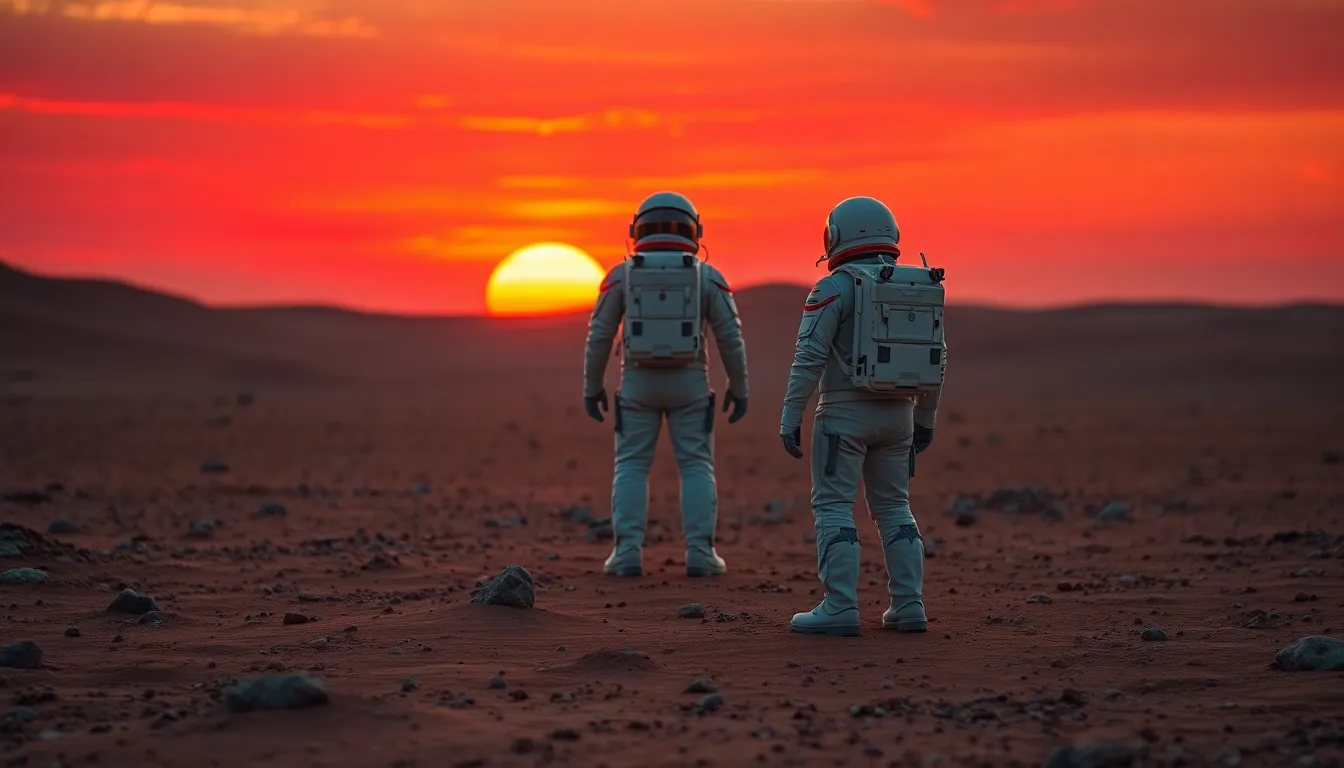 Astronaut on Mars at Sunset