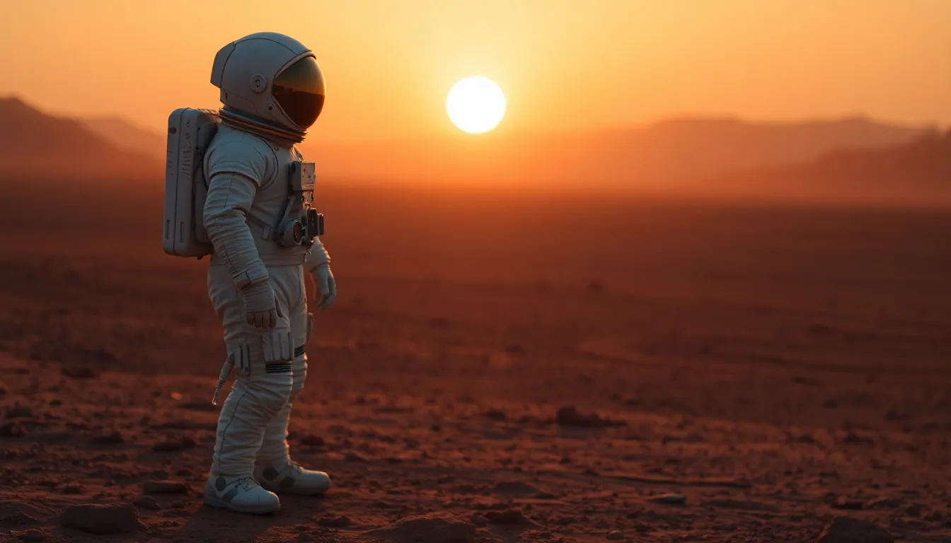 Astronaut on Mars at Sunset