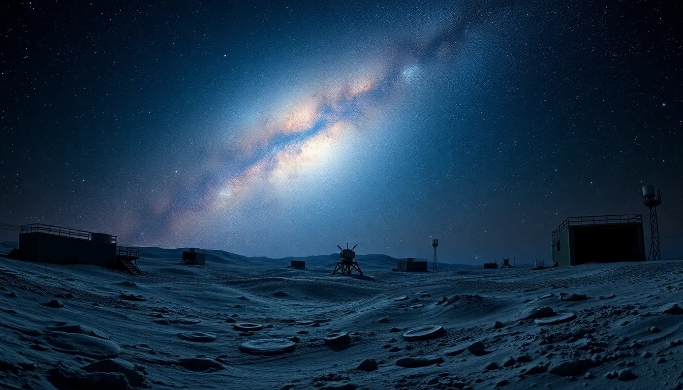 Milky Way Over Lunar Colony