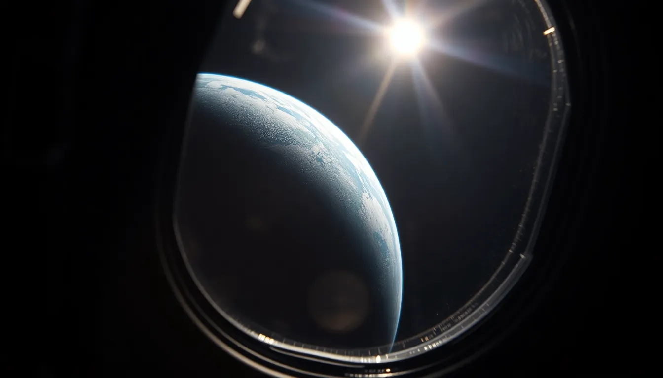 Earth from an Astronaut's Perspective Inside Spacecraft