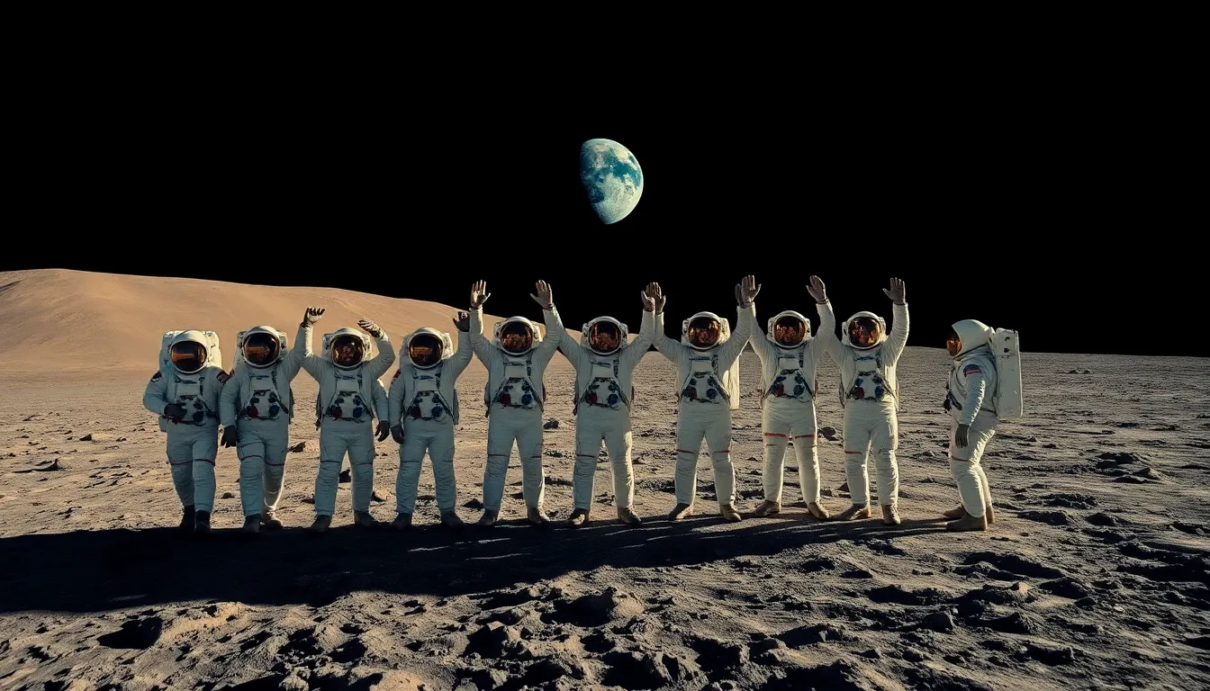 Astronauts Celebrating on the Moon