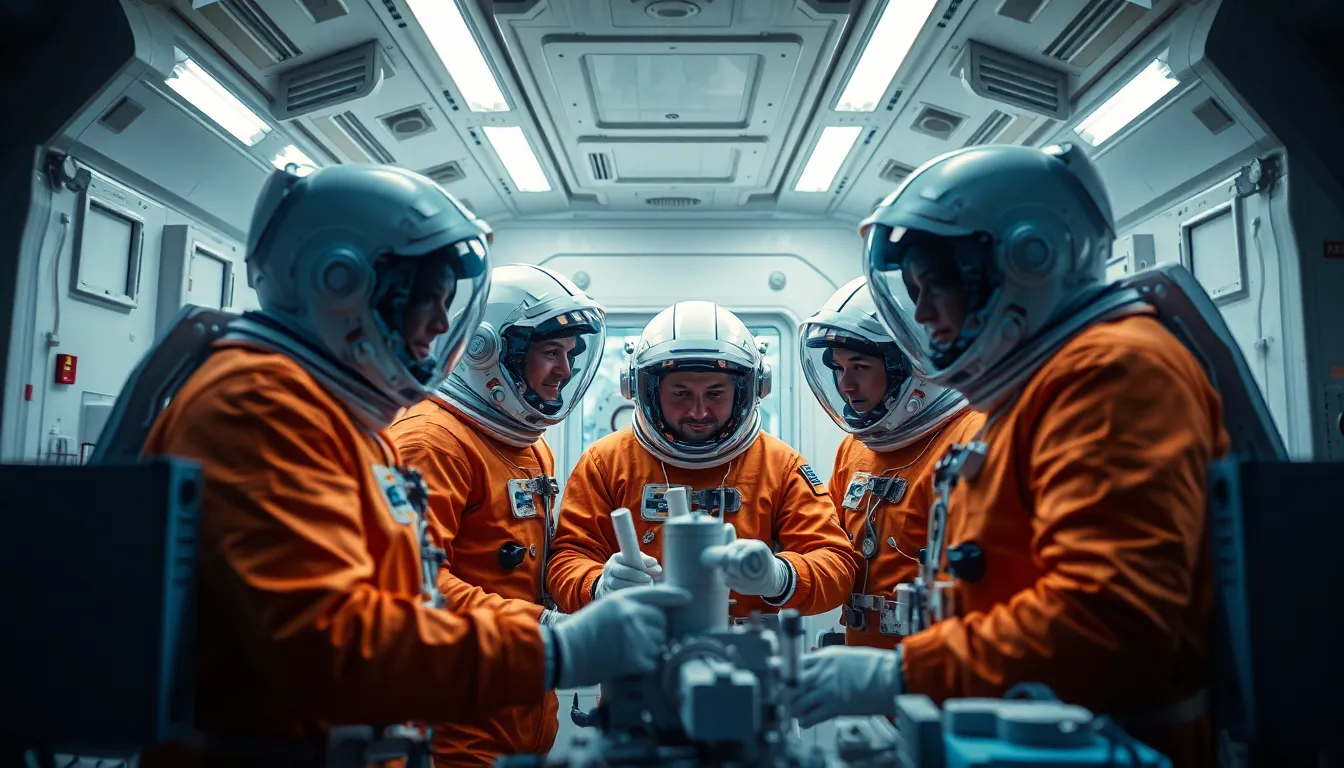 Astronauts Conducting Experiments in Space